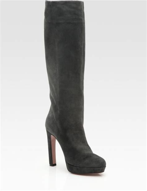 reviews prada suede tall boot|Prada suede platform boots.